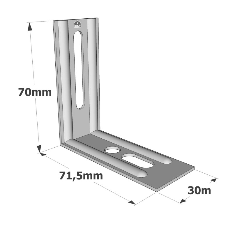 EQUERRE NERVUREE ZINGUE 70x65mm