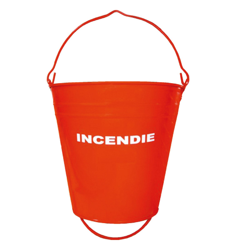 SEAU METAL INCENDIE ROUGE AVEC POIGNEE