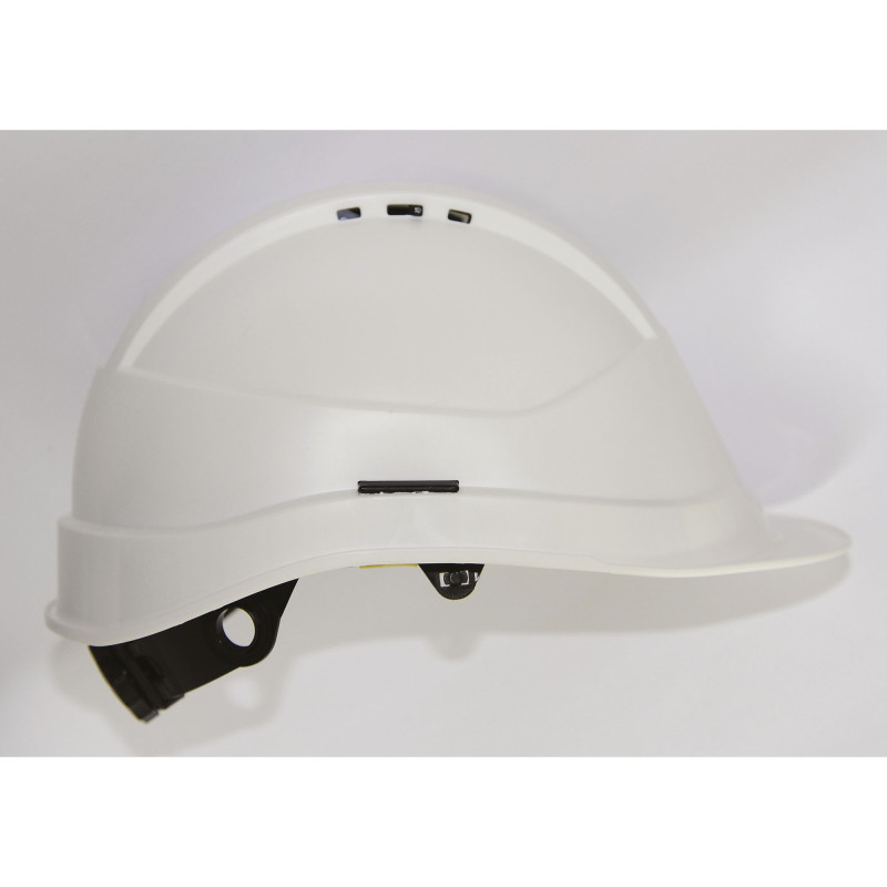 CASQUE DE CHANTIER KARA BLANC VENTILE + SERRAGE A CREMAILLERE