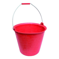 SEAU 13L PLASTIQUE PE RENFORCE ROUGE A POIGNEE ET ERGOTS ANSE 05,3mm