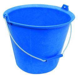 SEAU 13L PLASTIQUE PE RENFORCE BLEU A POIGNEE ET ERGOTS ANSE 05,3mm