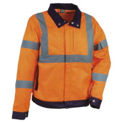 VESTE HV DAZZLE ORANGE FLUO/MARINE S 65%POLYESTER/35%COTON 300g/m²