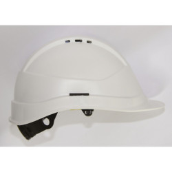 CASQUE DE CHANTIER KARA BLANC VENTILE + SERRAGE A CREMAILLERE