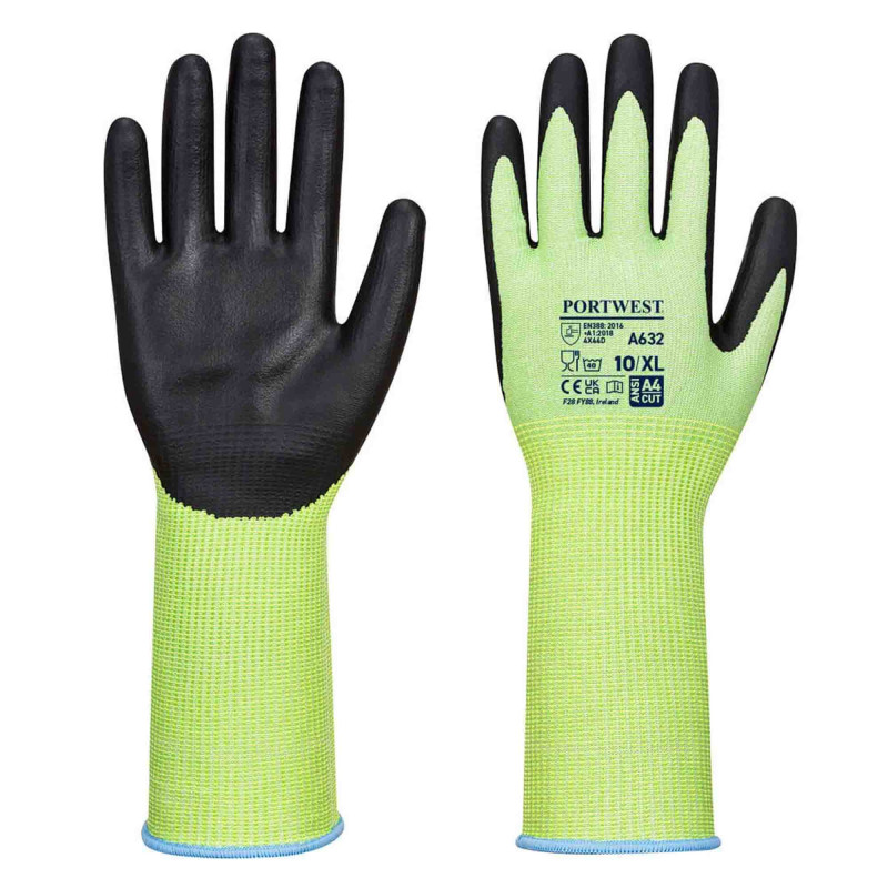 GANT CONTRE LA COUPURE CUT D PU MOUSSE NITRILE POIGNET LONG