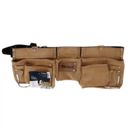 SACOCHE PORTE-OUTILS 9 POCHES CUIR/DAIM CEINTURE INCORPORE