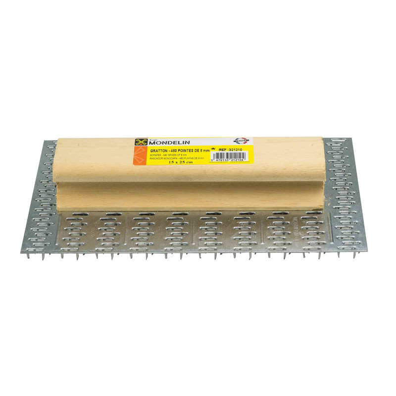 TALOCHE GRATTON 480 POINTES DE L08mm 25x15cm MANCHE BOIS POINTES AGRESSIVES LG 8mm