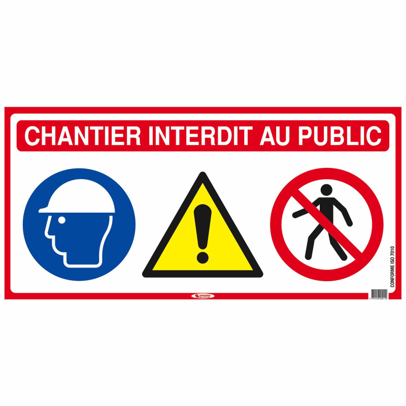 PANNEAU INTERDIT AU PUBLIC 4-EN-1 L800xl400mm