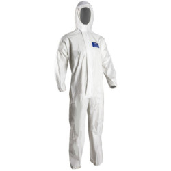 COMBINAISON JETABLE 5M20 COVERALL BLANCHE XL POLYPRO 55g/m² CATEGORIE 3 TYPE 5-6 +CAGOULE