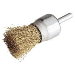 BROSSE PINCEAU SUR TIGE DE 06mm Ø25mm FILS ONDULES LAITONNES POUR PERCEUSE